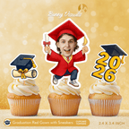 Graduation Red Gown with Sneakers