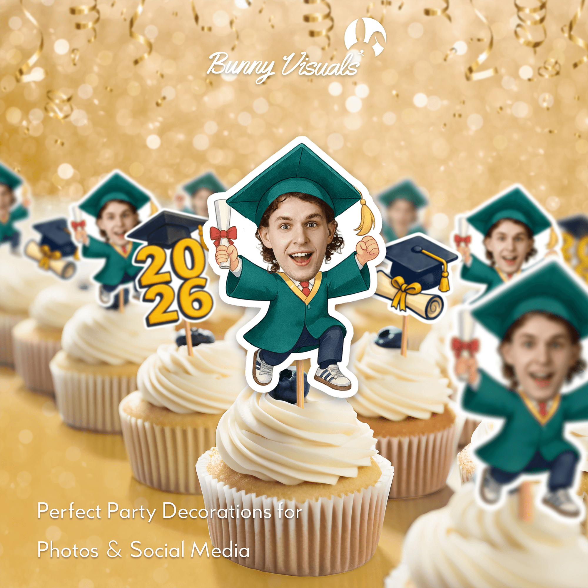Graduation Green Gown with Sneakers
