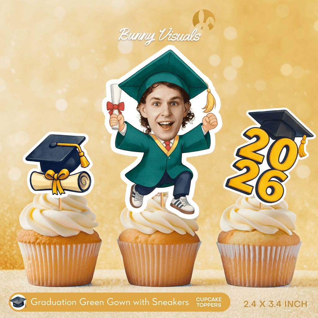 Graduation Green Gown with Sneakers