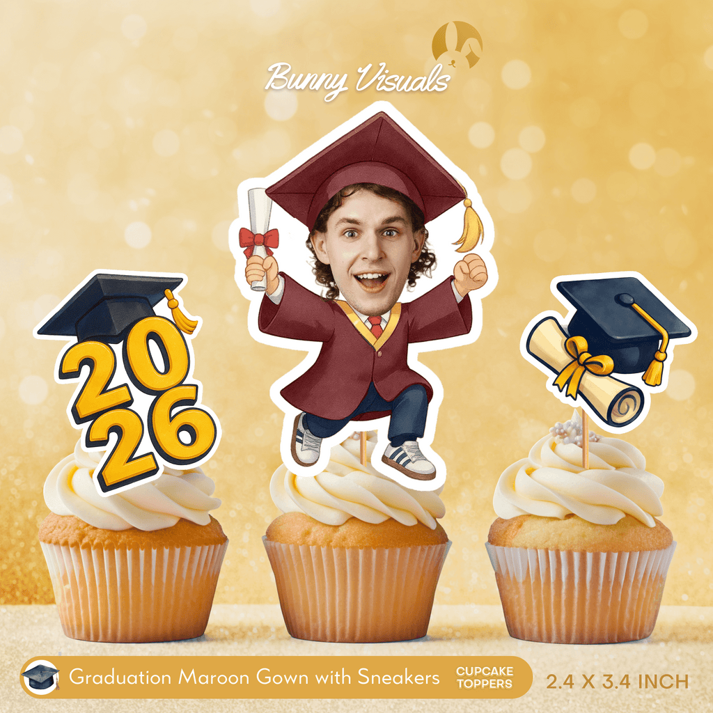 Graduation Maroon Gown with Sneakers