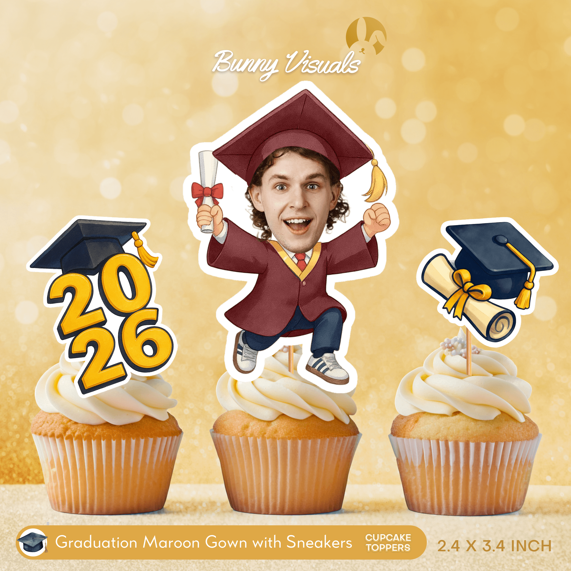 Graduation Maroon Gown with Sneakers