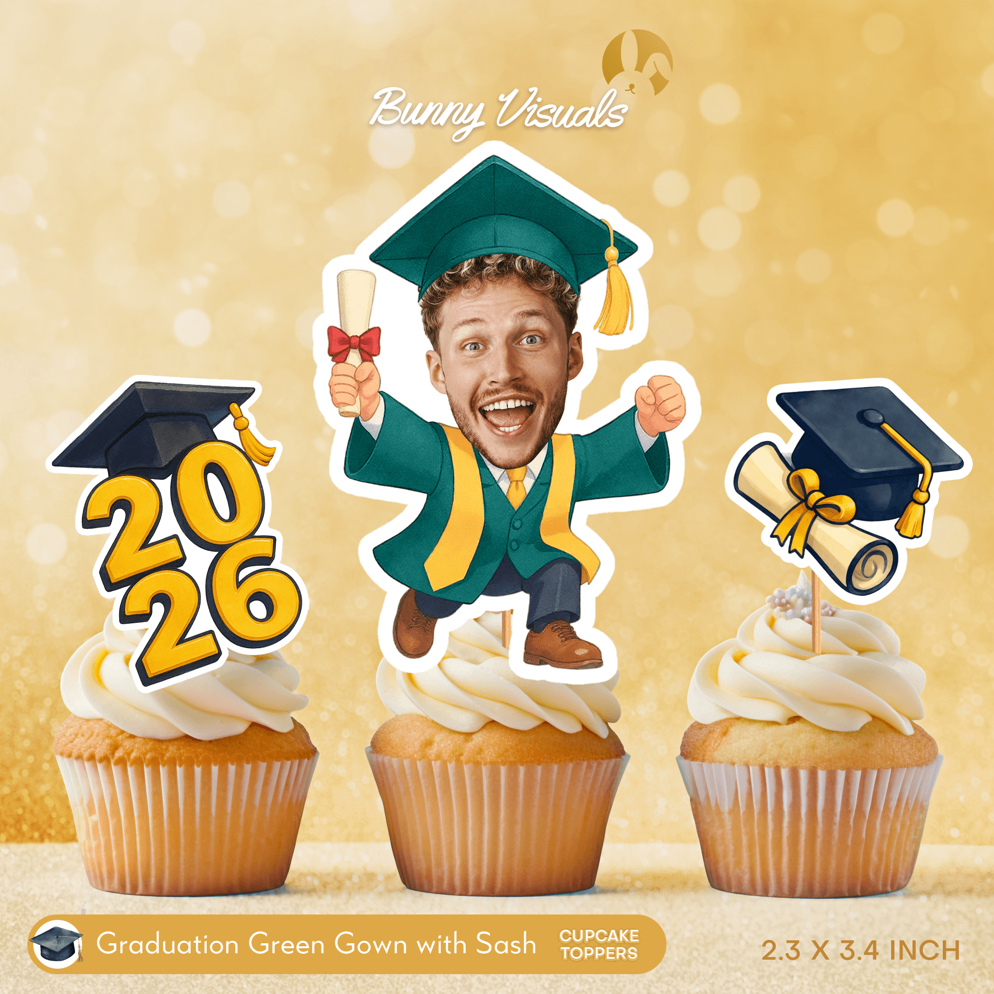 Graduation Green Gown with Sash