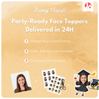 Graduation Black Gown Custom Face Cupcake Topper