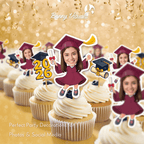 Graduation Maroon Gown Custom Face Cupcake Topper