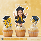 Graduation Black Gown with Stole Custom Face Cupcake Topper