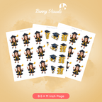 Graduation Black Gown with Stole Custom Face Cupcake Topper
