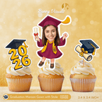 Graduation Maroon Gown with Stole Custom Face Cupcake Topper