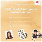 Graduation Black Gown with Heels Custom Face Cupcake Topper