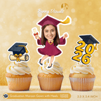 Graduation Maroon Gown with Heels Custom Face Cupcake Topper