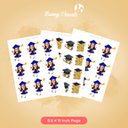 Graduation Blue Gown with Stole & Heels Custom Face Cupcake Topper
