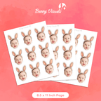 Custom Bunny Face Cupcake Toppers