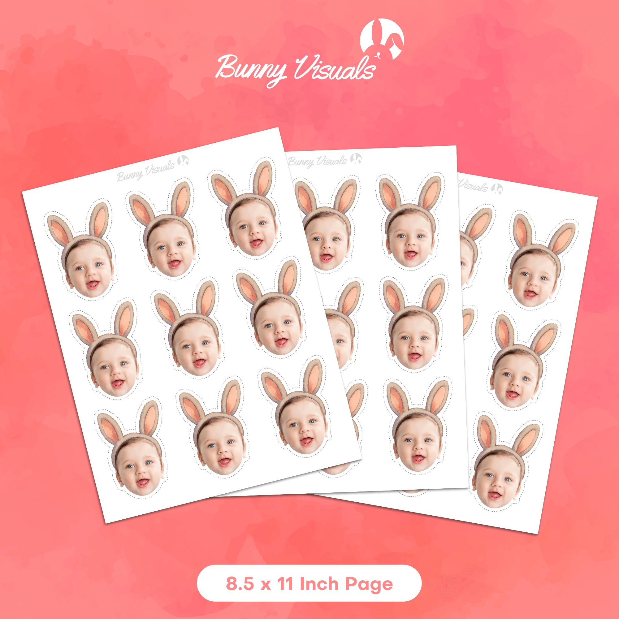 Custom Bunny Face Cupcake Toppers